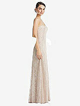 Side View Thumbnail - Cameo Metallic Lace Trumpet Dress with Adjustable Spaghetti Straps
