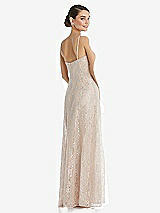 Rear View Thumbnail - Cameo Metallic Lace Trumpet Dress with Adjustable Spaghetti Straps