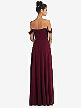 Rear View Thumbnail - Cabernet Off-the-Shoulder Draped Neckline Maxi Dress