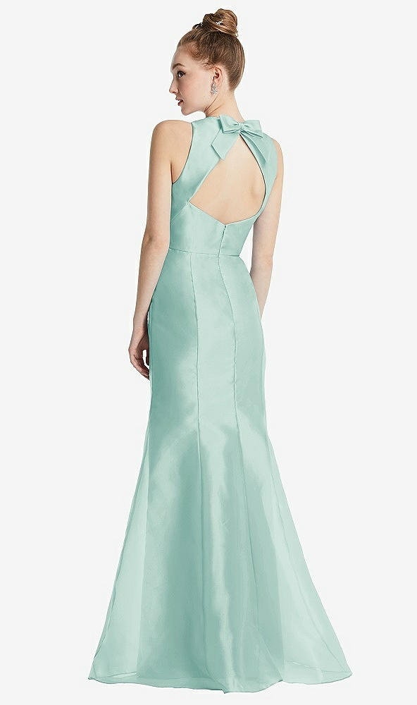Front View - Coastal Bateau Neck Open-Back Maxi Dress with Bow Detail