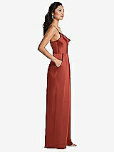 Side View Thumbnail - Amber Sunset Cowl-Neck Spaghetti Strap Maxi Jumpsuit with Pockets