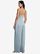 Rear View Thumbnail - Mist Cowl-Neck Spaghetti Strap Maxi Jumpsuit with Pockets