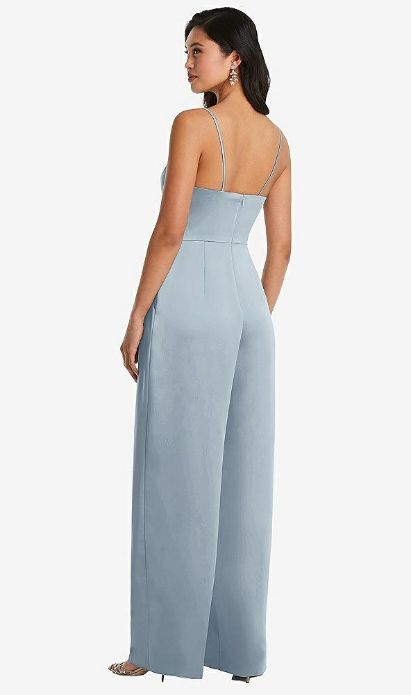Back View - Mist Cowl-Neck Spaghetti Strap Maxi Jumpsuit with Pockets
