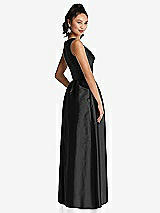 Rear View Thumbnail - Black Plunging Neckline Maxi Dress with Pockets