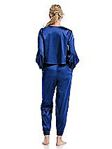 Rear View Thumbnail - Sapphire Satin Joggers with Pockets - Mica
