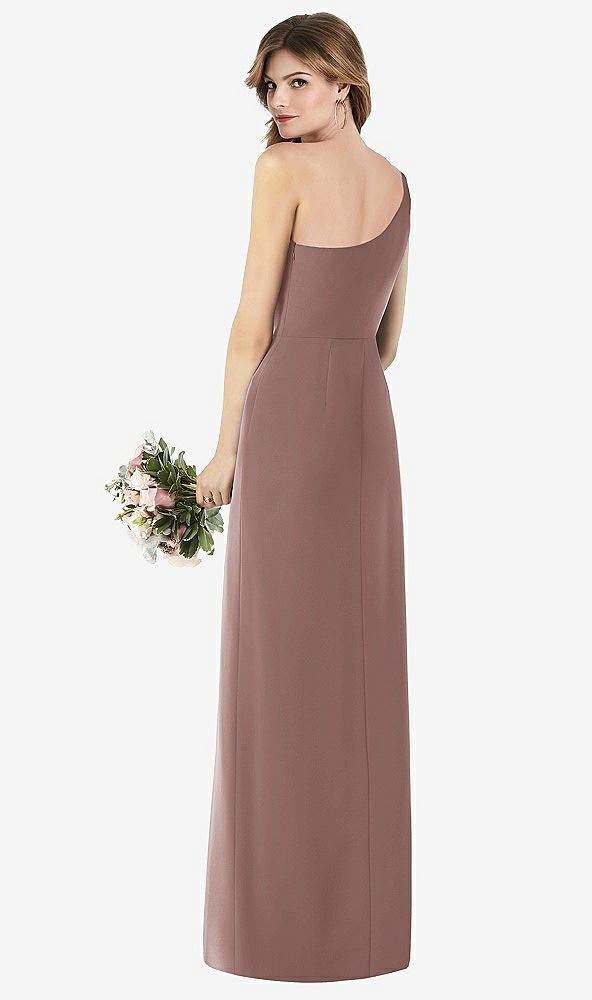 Back View - Sienna One-Shoulder Crepe Trumpet Gown with Front Slit
