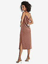 Rear View Thumbnail - Tawny Rose Asymmetrical One-Shoulder Velvet Midi Slip Dress