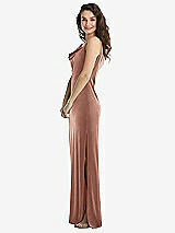 Side View Thumbnail - Tawny Rose Asymmetrical One-Shoulder Velvet Maxi Slip Dress