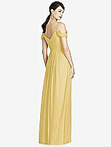 Rear View Thumbnail - Maize Pleated Off-the-Shoulder Crossover Bodice Maxi Dress