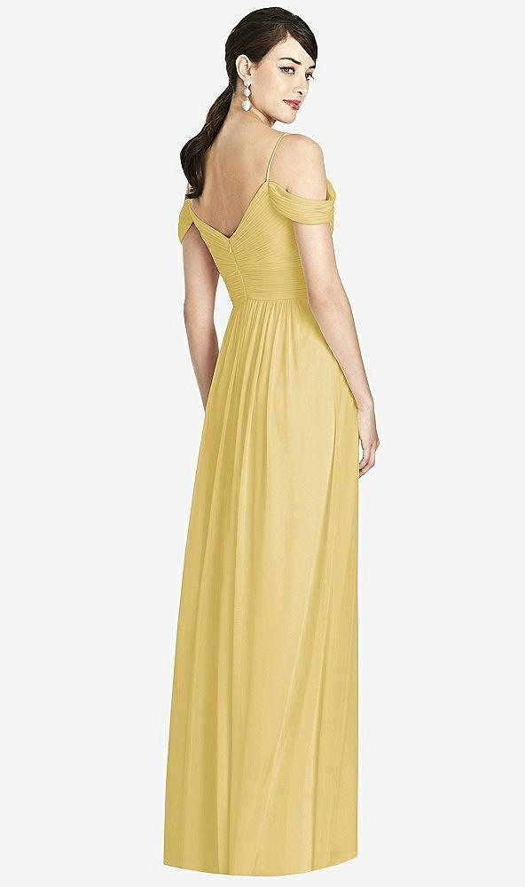 Back View - Maize Pleated Off-the-Shoulder Crossover Bodice Maxi Dress