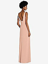 Rear View Thumbnail - Pale Peach Square Low-Back A-Line Dress with Front Slit and Pockets