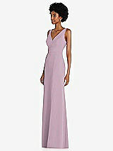 Side View Thumbnail - Suede Rose Square Low-Back A-Line Dress with Front Slit and Pockets