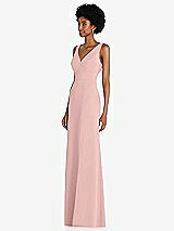 Side View Thumbnail - Rose - PANTONE Rose Quartz Square Low-Back A-Line Dress with Front Slit and Pockets