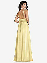 Rear View Thumbnail - Pale Yellow Deep V-Neck Shirred Skirt Maxi Dress with Convertible Straps
