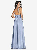 Rear View Thumbnail - Sky Blue Deep V-Neck Shirred Skirt Maxi Dress with Convertible Straps