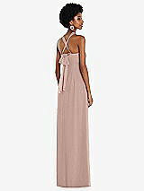 Side View Thumbnail - Bliss Draped Chiffon Grecian Column Gown with Convertible Straps