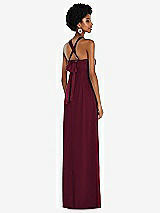 Side View Thumbnail - Cabernet Draped Chiffon Grecian Column Gown with Convertible Straps