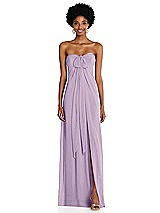 Alt View 3 Thumbnail - Pale Purple Draped Chiffon Grecian Column Gown with Convertible Straps