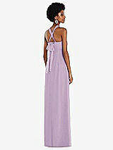 Side View Thumbnail - Pale Purple Draped Chiffon Grecian Column Gown with Convertible Straps