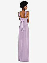 Rear View Thumbnail - Pale Purple Draped Chiffon Grecian Column Gown with Convertible Straps