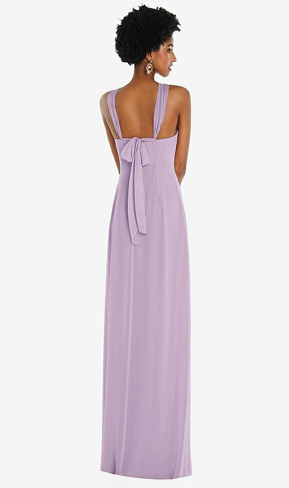 Back View - Pale Purple Draped Chiffon Grecian Column Gown with Convertible Straps