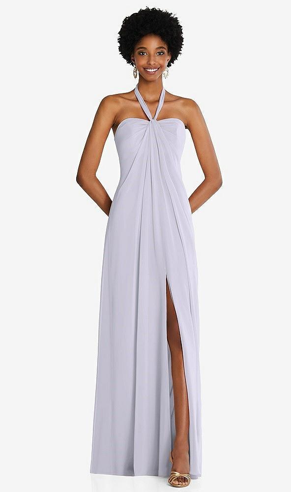 Front View - Silver Dove Draped Chiffon Grecian Column Gown with Convertible Straps