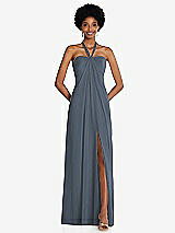 Front View Thumbnail - Silverstone Draped Chiffon Grecian Column Gown with Convertible Straps