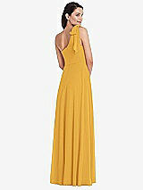 Alt View 3 Thumbnail - NYC Yellow Draped One-Shoulder Maxi Dress with Scarf Bow