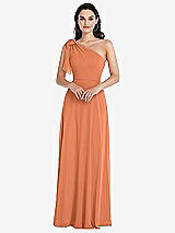 Alt View 1 Thumbnail - Sweet Melon Draped One-Shoulder Maxi Dress with Scarf Bow