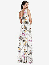Alt View 3 Thumbnail - Butterfly Botanica Ivory Draped One-Shoulder Maxi Dress with Scarf Bow