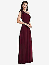 Alt View 2 Thumbnail - Cabernet Draped One-Shoulder Maxi Dress with Scarf Bow
