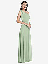 Alt View 2 Thumbnail - Celadon Draped One-Shoulder Maxi Dress with Scarf Bow