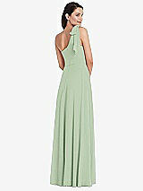 Alt View 3 Thumbnail - Celadon Draped One-Shoulder Maxi Dress with Scarf Bow
