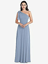 Alt View 1 Thumbnail - Cloudy Draped One-Shoulder Maxi Dress with Scarf Bow