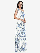 Alt View 2 Thumbnail - Cottage Rose Dusk Blue Draped One-Shoulder Maxi Dress with Scarf Bow