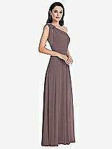 Alt View 2 Thumbnail - French Truffle Draped One-Shoulder Maxi Dress with Scarf Bow