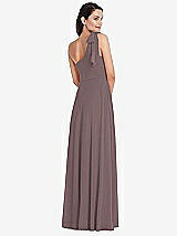 Alt View 3 Thumbnail - French Truffle Draped One-Shoulder Maxi Dress with Scarf Bow