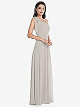 Alt View 2 Thumbnail - Oyster Draped One-Shoulder Maxi Dress with Scarf Bow