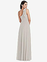 Alt View 3 Thumbnail - Oyster Draped One-Shoulder Maxi Dress with Scarf Bow