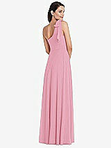 Alt View 3 Thumbnail - Peony Pink Draped One-Shoulder Maxi Dress with Scarf Bow