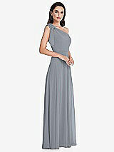 Alt View 2 Thumbnail - Platinum Draped One-Shoulder Maxi Dress with Scarf Bow