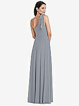 Alt View 3 Thumbnail - Platinum Draped One-Shoulder Maxi Dress with Scarf Bow