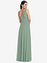 Alt View 3 Thumbnail - Seagrass Draped One-Shoulder Maxi Dress with Scarf Bow