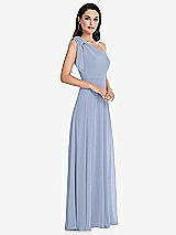 Alt View 2 Thumbnail - Sky Blue Draped One-Shoulder Maxi Dress with Scarf Bow