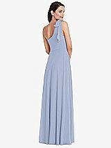 Alt View 3 Thumbnail - Sky Blue Draped One-Shoulder Maxi Dress with Scarf Bow