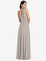 Alt View 3 Thumbnail - Taupe Draped One-Shoulder Maxi Dress with Scarf Bow