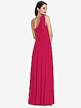 Alt View 3 Thumbnail - Vivid Pink Draped One-Shoulder Maxi Dress with Scarf Bow