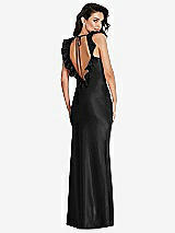 Front View Thumbnail - Black Ruffle Trimmed Open-Back Maxi Slip Dress