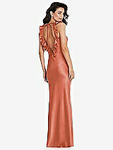 Alt View 2 Thumbnail - Terracotta Copper Ruffle Trimmed Open-Back Maxi Slip Dress