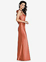 Side View Thumbnail - Terracotta Copper Ruffle Trimmed Open-Back Maxi Slip Dress